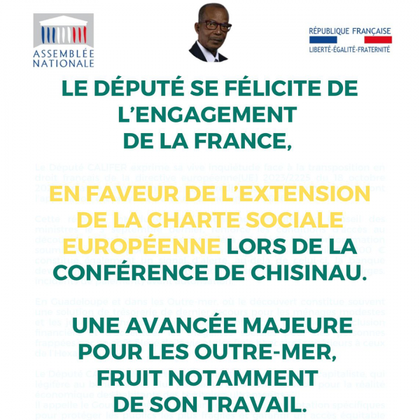 La france s’engagera pour l’extension de la charte sociale européenne lors de la conférence de chisinau, ce 19 mars 2026 – une avancée majeure pour les outre-mer, fruit notamment du travail du député Élie Califer