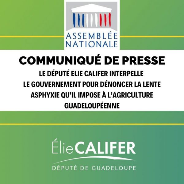 Baisse du POSEI : le Député Califer interpelle le Gouvernement pour dénoncer la lente asphyxie qu’il impose à l’agriculture guadeloupéenne