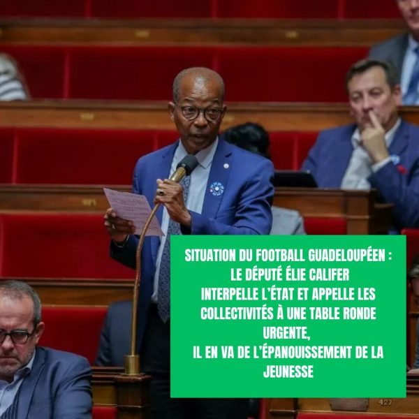 Situation du football guadeloupéen : le député Élie Califer interpelle l’état et appelle les collectivités à une table ronde urgente, il en va de l’épanouissement de la jeunesse